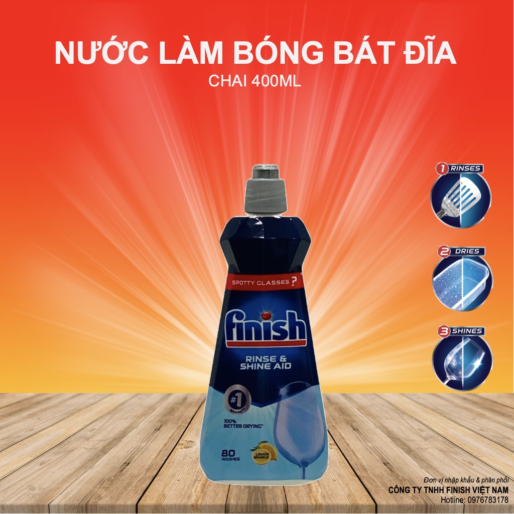 Nước Làm Bóng Finish Hương Chanh Ngăn Đốm Nước Tạo Độ Sáng Bóng Hoàn Hảo Nhập Khẩu Châu Âu Chính Hãng Chai 400ml