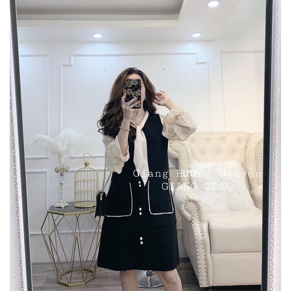 Váy GIẢ YẾM CỔ NƠ PHỐI TAY