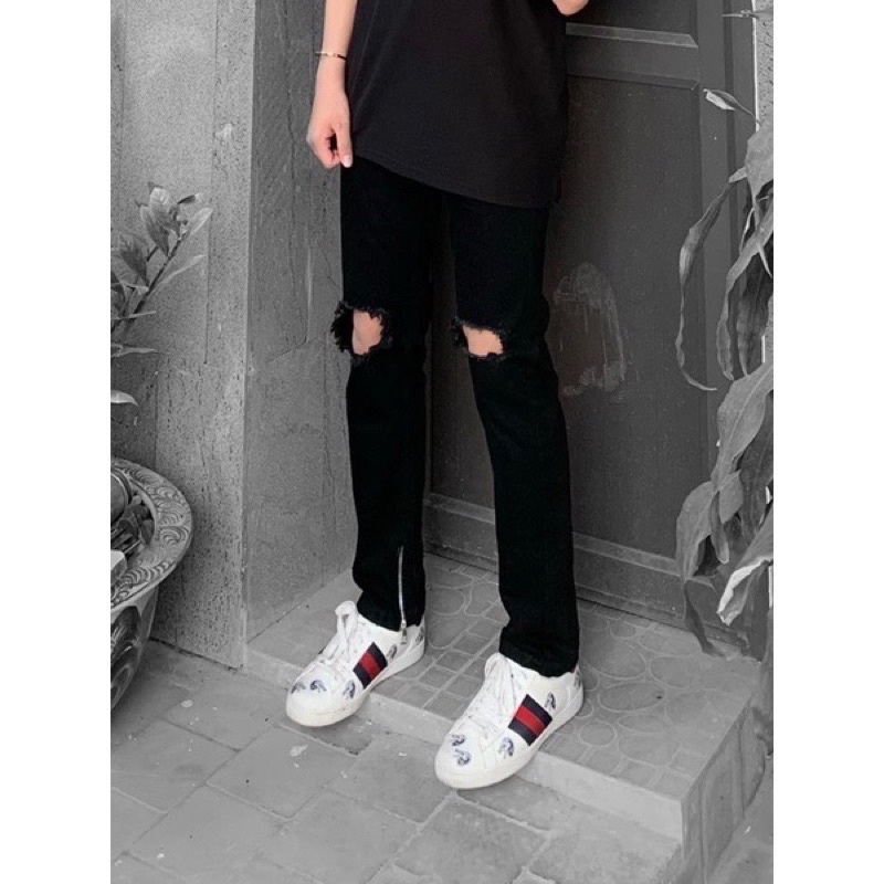quần bò DSQ2 thêu tem ô vá QJ17
