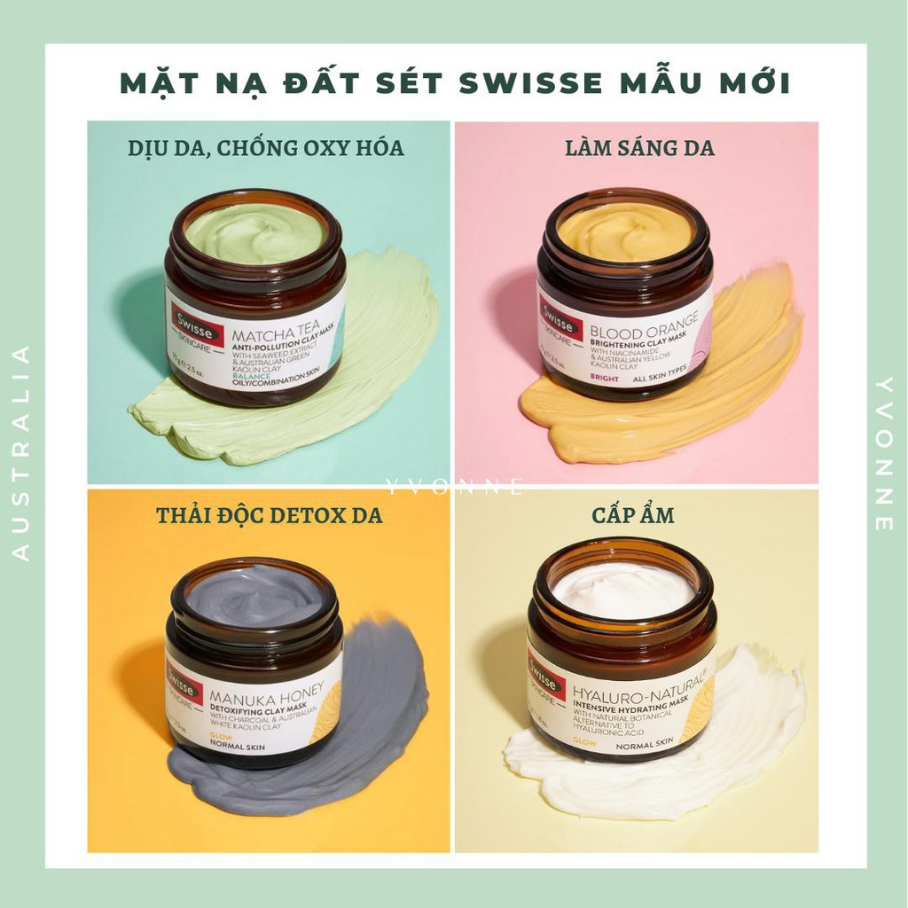 Mặt nạ thải độc làm sáng da đất sét Swisse Clay Mask