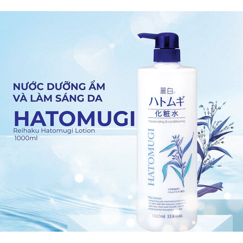 Nước Hoa Hồng Ý Dĩ Dưỡng Sáng, Chống Lão Hóa Reihaku Hatomugi Moisturizing & Conditioning Lotion 1000ml (Có Vòi)