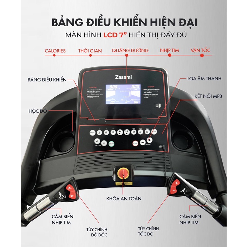 Máy chạy bộ FUJILA với 12 chức năng khác nhau - Chạy bộ, khung tập bụng, đầu rung massage, đĩa xoay eo - Công suất lớn
