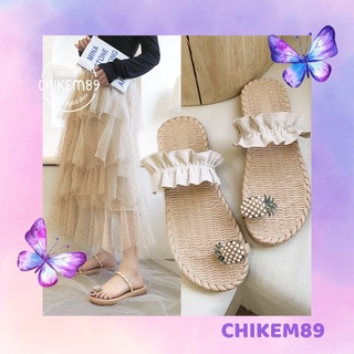Dép xỏ ngón nữ ⭐FREESHIP⭐ dép đi biển nữ dễ thương đế cói xỏ ngón dứa quai ngang bèo nhún