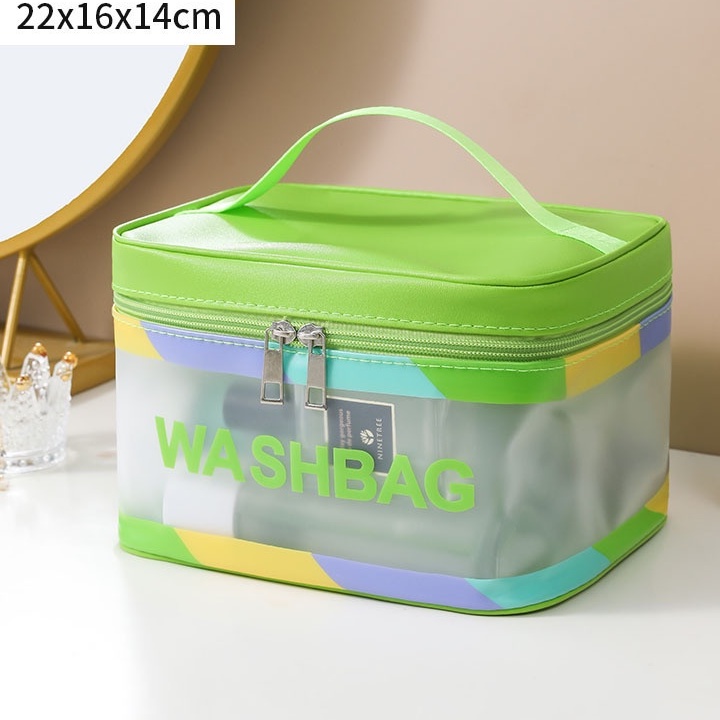 Túi đựng mỹ phẩm vật dụng cá nhân Washbag form đứng xịn xò- du lịch trong suốt