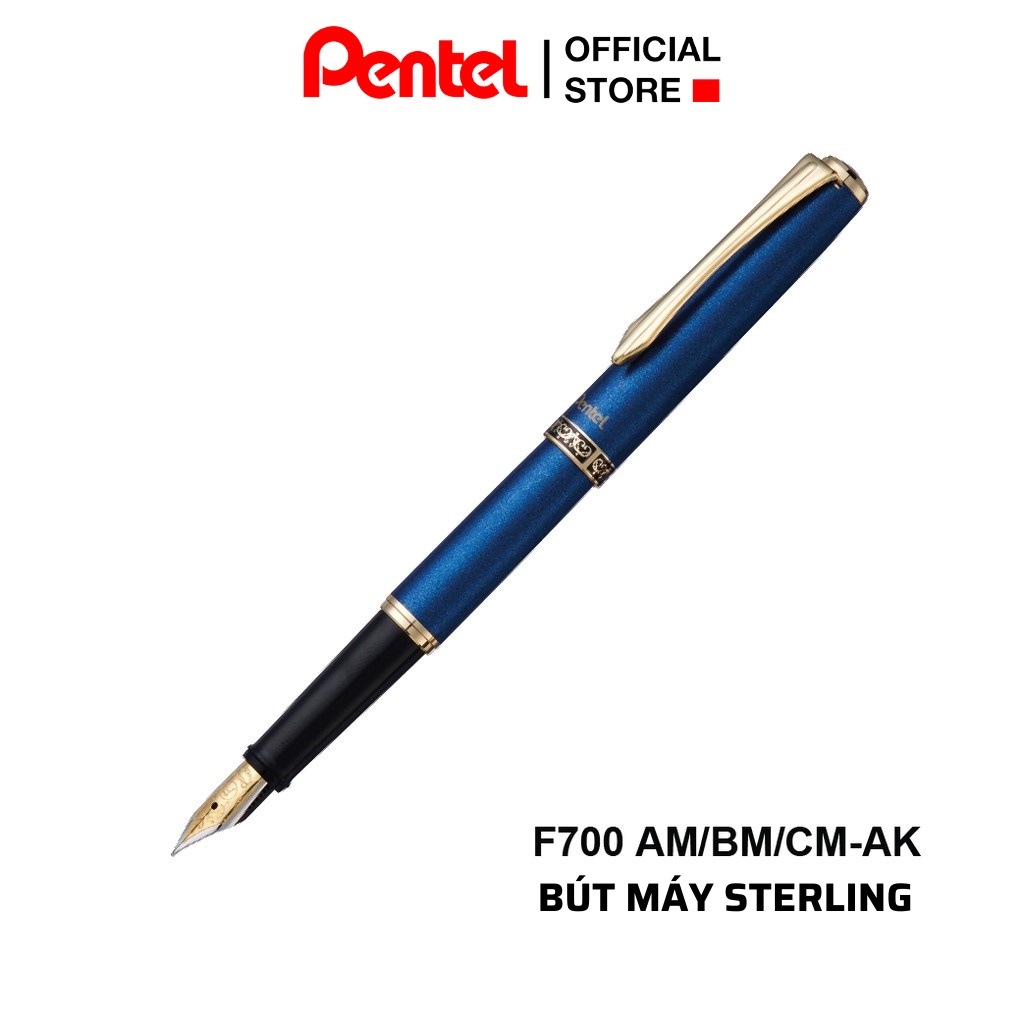 Bút Ký Pentel Sterling Fountain Pen F700F Mực Máy Cao Cấp | Ngòi Bút Máy Khắc Hoa Văn Mạ Vàng 24K |Có Ống Mực Thay Thế |
