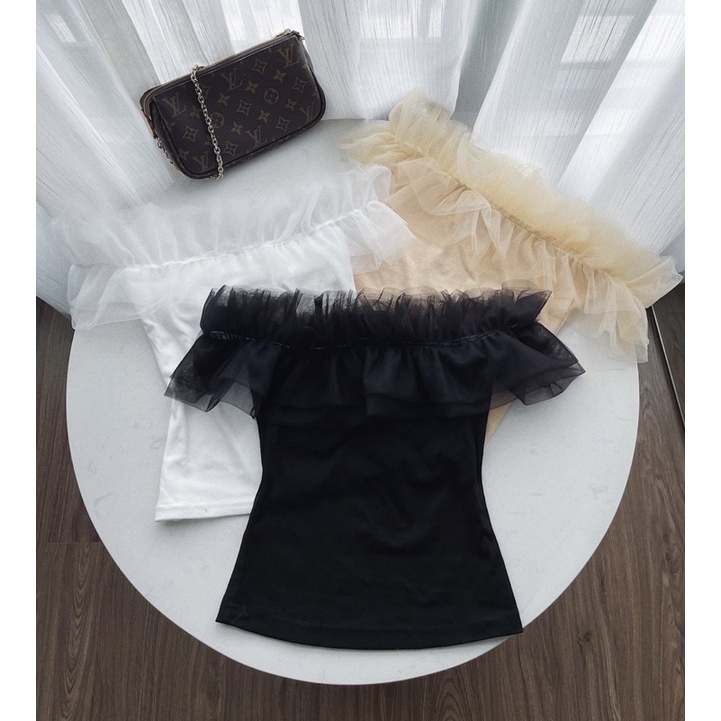 ANU851 - ÁO THUN TRỄ VAI PHỐI REN BÈO