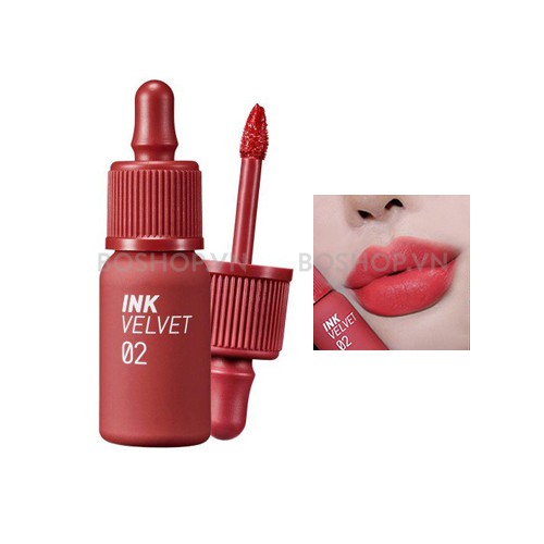 Son kem lì Ink Peripera Velvet 2019 màu 02 ĐỎ cánh hồng khô