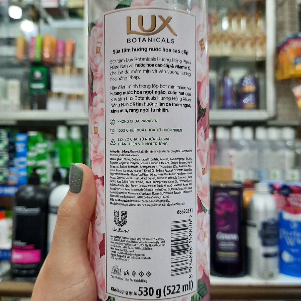 Sữa Tắm Lux Botanicals Hoa Hồng Pháp Nồng Nàn 530g