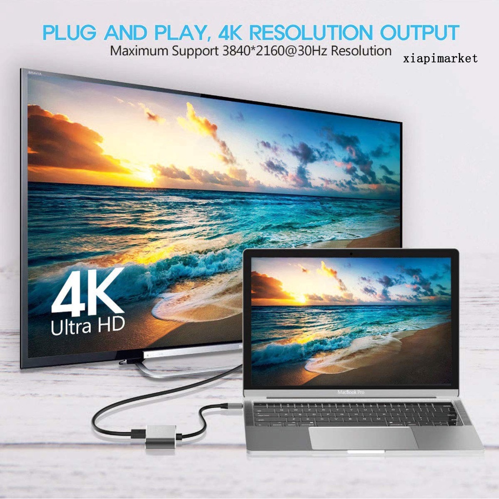 LOP_4-in-1 Type-C Hub 4K VGA 1080P Dual Screen Display PD USB 3.0 USB-C Docking Station