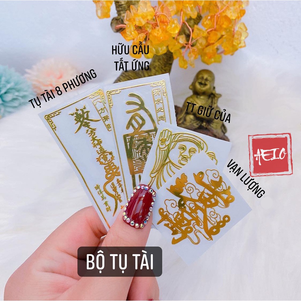 Miếng Dán Trang Trí Linh Phù Dán Điện Thoại Tài Lộc Bình An May Mắn Tình Duyên Phong Thủy