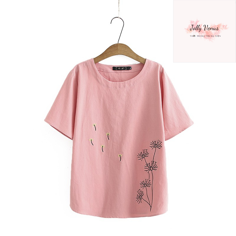 Áo phông chất đũi siêu xinh thêu hoa SP6