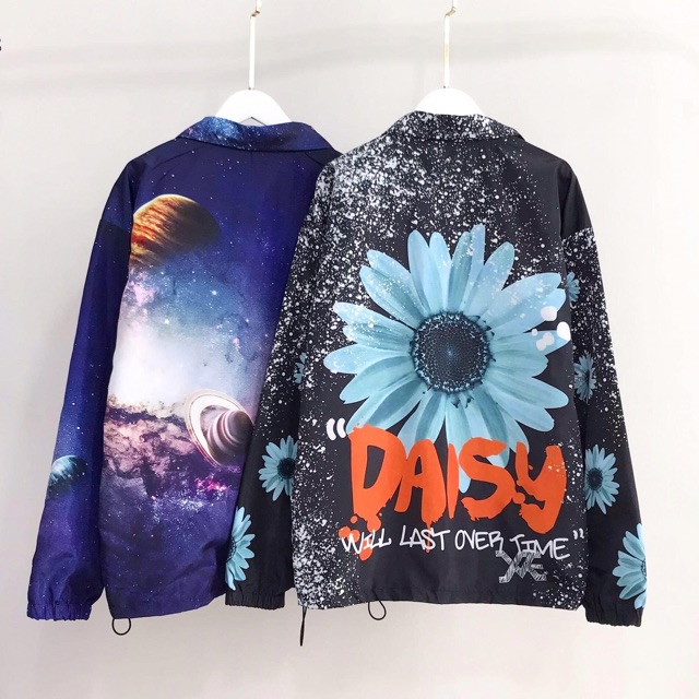 Áo Jacket Dù 3D SPACE GALAXY Nút Bấm Unisex Cổ Sơmi Ảnh Thật