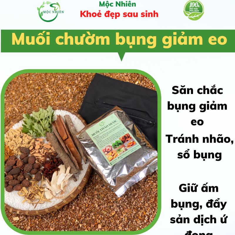 Combo muối chườm bụng thảo dược + rượu gừng nghệ + rượu nghệ gấc hạ thổ sau sinh tặng đai chườm muối