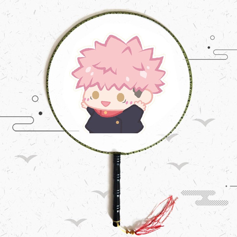 Quạt tròn cổ trang in hình JUJUTSU KAISEN ver TẬP THỂ DỤC chibi anime xinh xắn