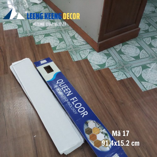 Sàn nhựa giả gỗ mã 17, chuẩn hàng loại 1, dày 2mm, keo dính siêu chắc, kích thước 91,4x15,2 cm, tại Hà Nội