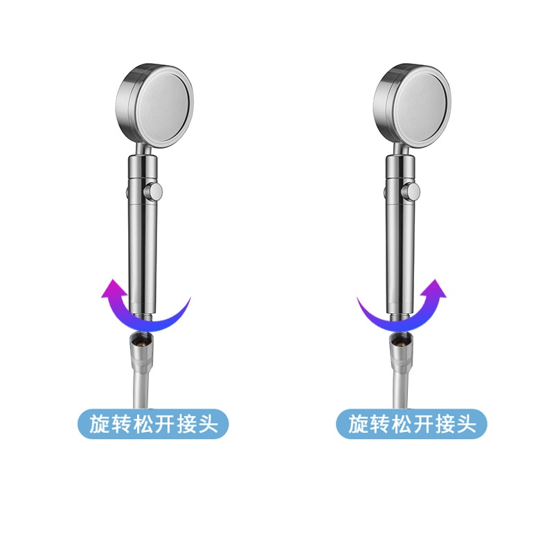 Tay sen, vòi sen tăng áp bằng hợp kim nhôm đúc màu bạc có nút bật tắt tiện dụng chống Oxi hóa - QM049