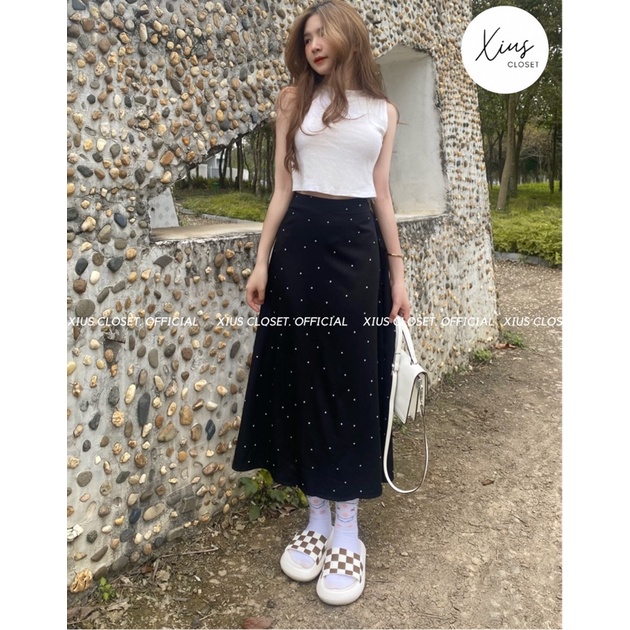 Chân Váy Chấm Bi Dài - CV014