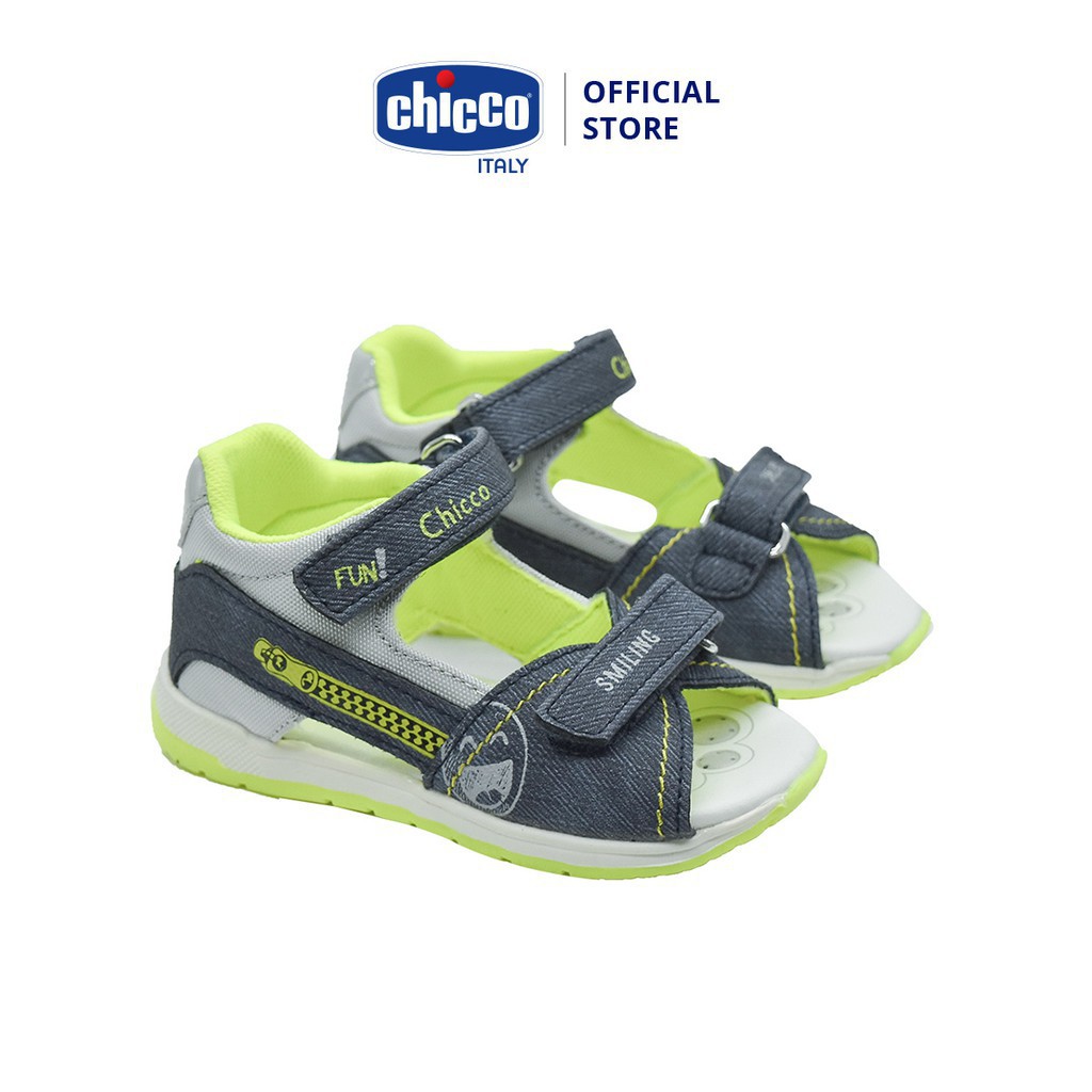 Sandal mát-xa chân bé quai dính viền xanh cốm Chicco - Xanh Navy