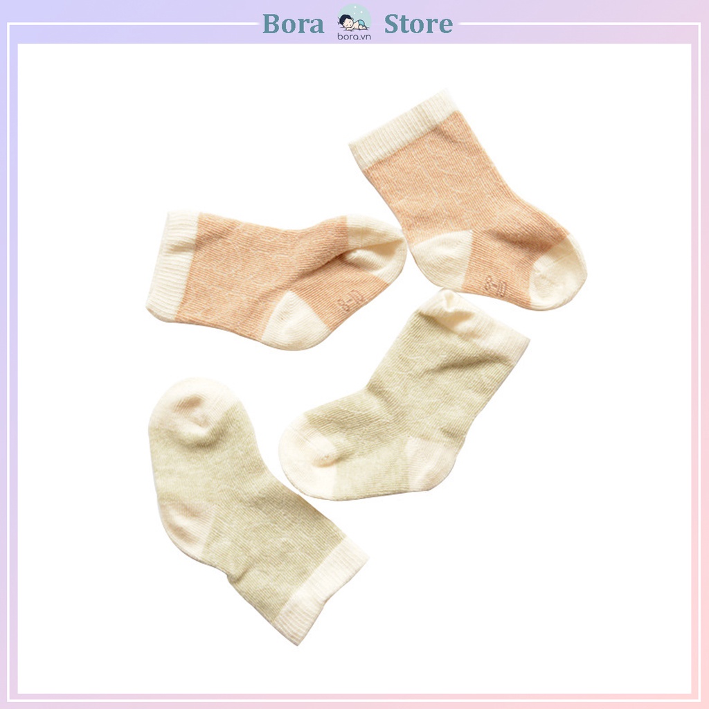 Tất cho bé, tất cotton hữu cơ giữ ấm cho bé sơ sinh 0 - 6 tháng