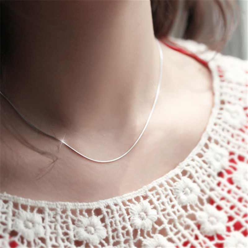 Dây chuyền mạ bạc dạng dây xích 45.72 cm 1mm