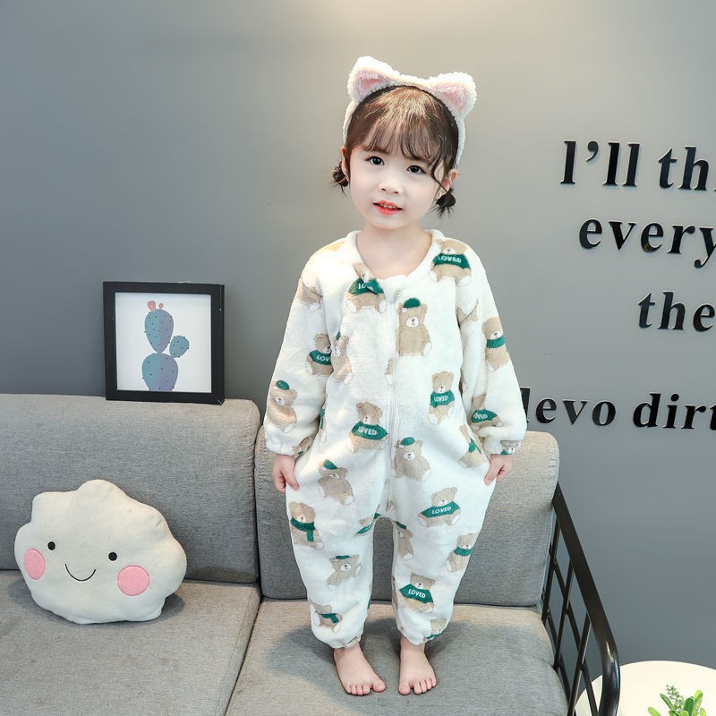 Túi Ngủ Vải Flannel Lông Cừu San Hô Không Đường May Thời Trang Mùa Xuân Cho Bé