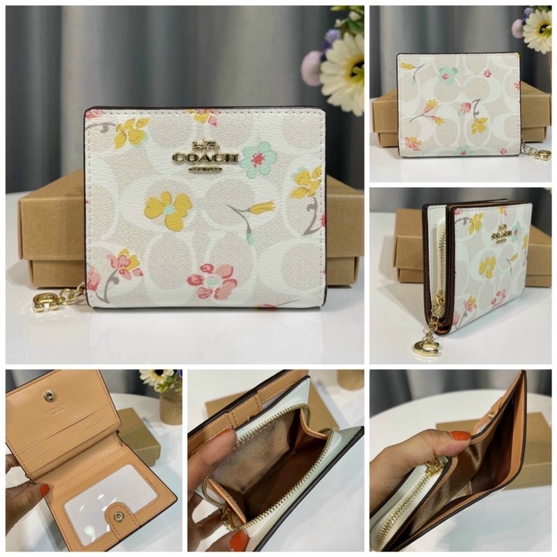 Ví C0ach Snap Floral Print trẻ trung full màu