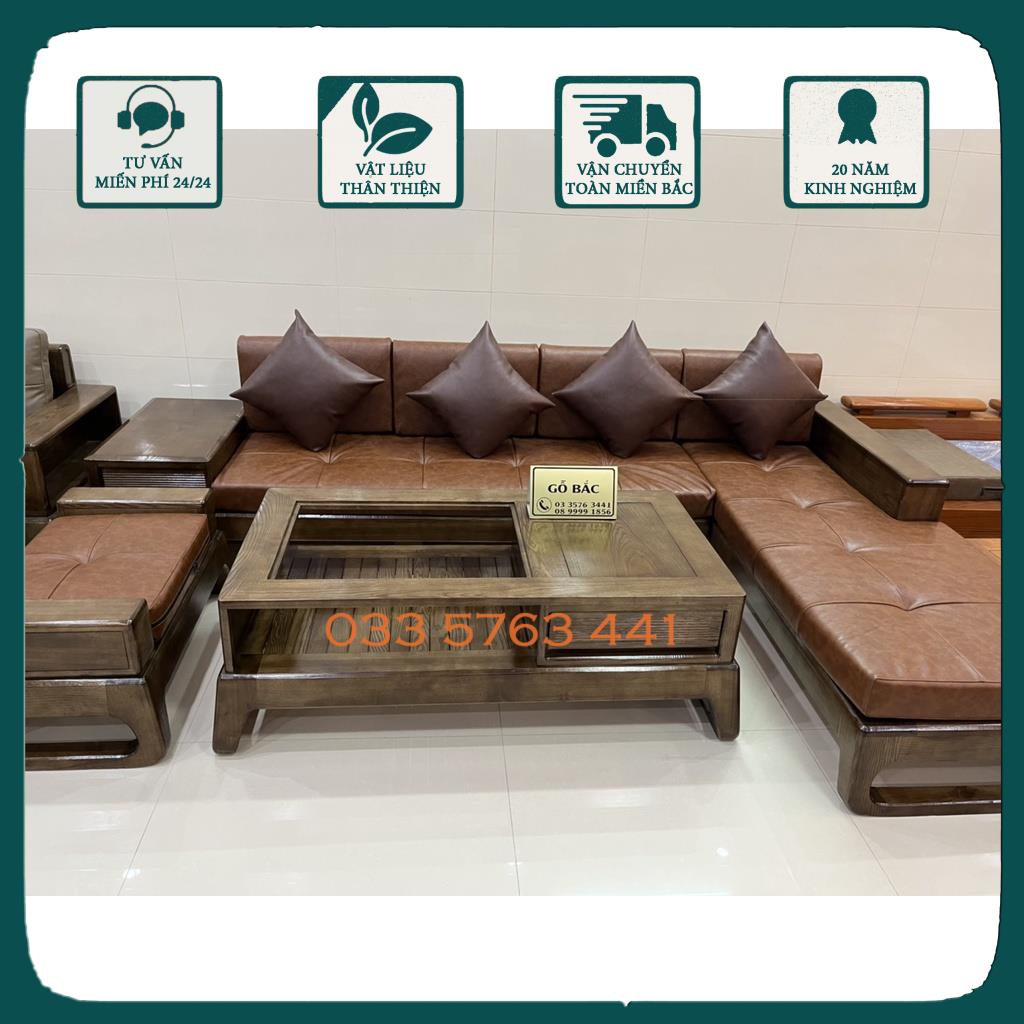 Bộ ghế sofa góc L kích thước 2m7x1m8 dành cho phòng khách lớn phong cách hiện đại, sang trọng