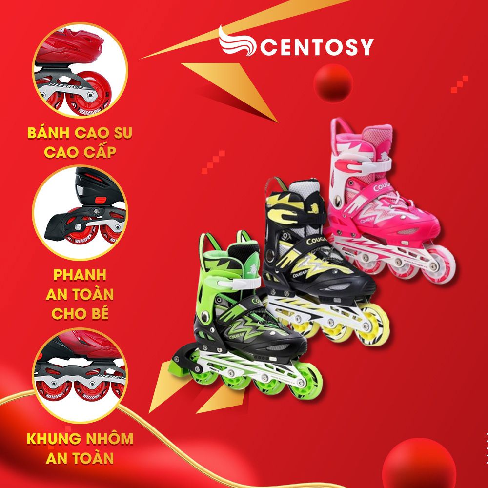 Giày Patin Trẻ Em Giá Rẻ - Centosy Cougar 835L - Form Chắc Chắn, Bánh Chất Lượng