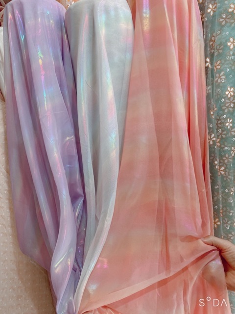 Vải tơ phản quang khổ 1m5 may scrunchies hologram