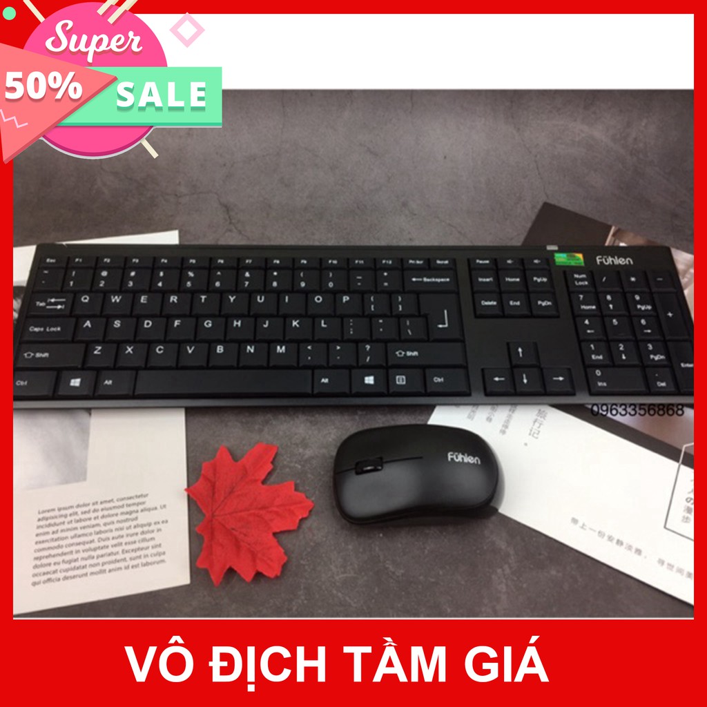 Bộ chuột và bàn phím không dây Fuhlen A120G - Màu đen - Chính hãng - BH 24 tháng