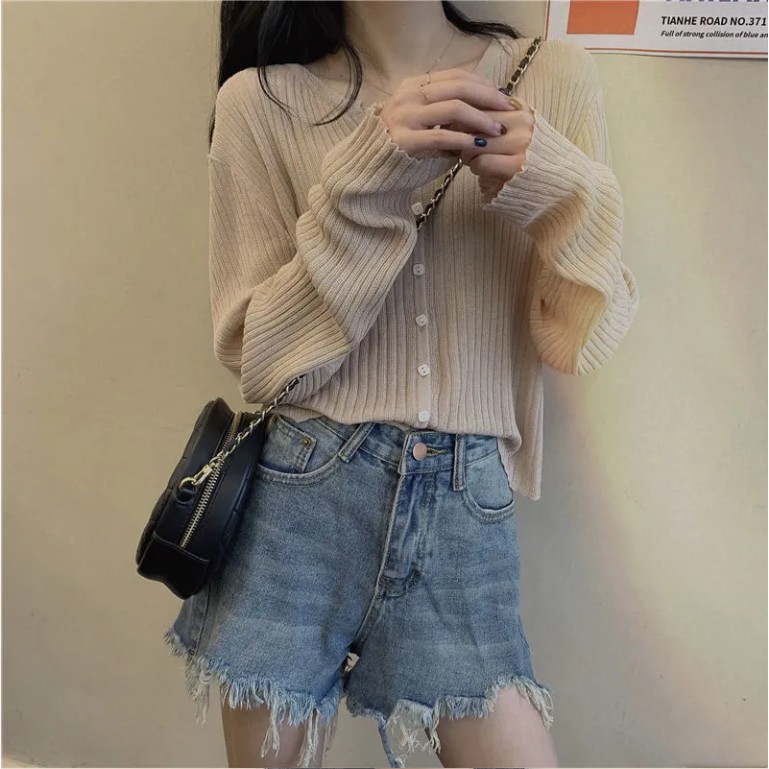 Áo Khoác Cardigan Dệt Kim Tay Dài Dáng Rộng Cổ Chữ V Thời Trang Mùa Thu | BigBuy360 - bigbuy360.vn