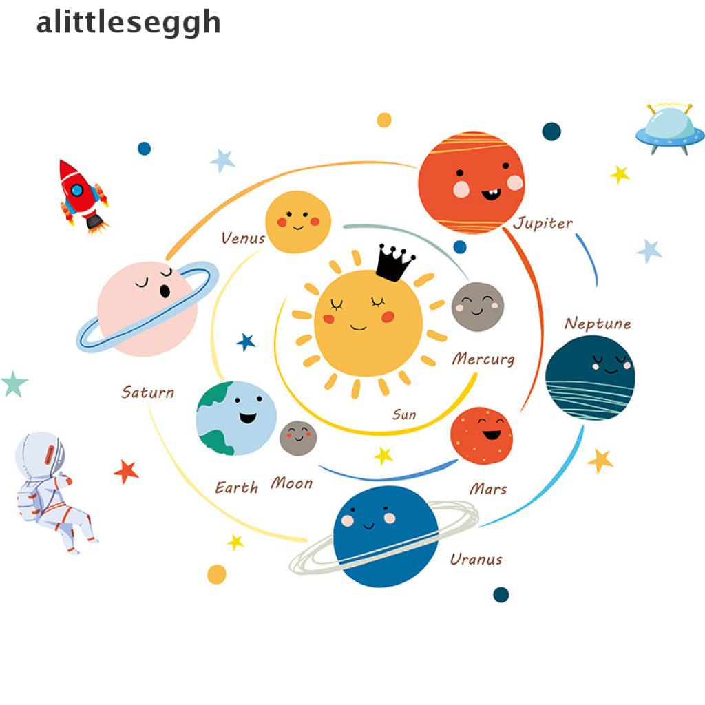 [PeaceShells11] Hình Dán Tường Hệ Mặt Trời Hành Tinh Hoạt Hình Có Thể Tháo Rời Trang Trí Phòng Trẻ Em Nhà Cửa