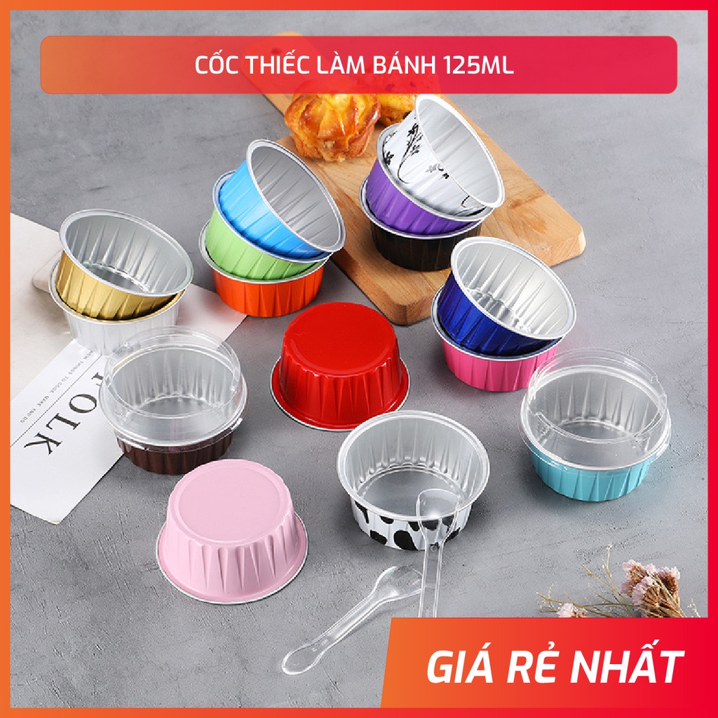 Cốc Giấy Thiếc Làm Bánh Chịu Nhiệt Cao 125ml, Cốc Giấy Bạc Chén Nhôm Nướng Bánh Tiện Lợi