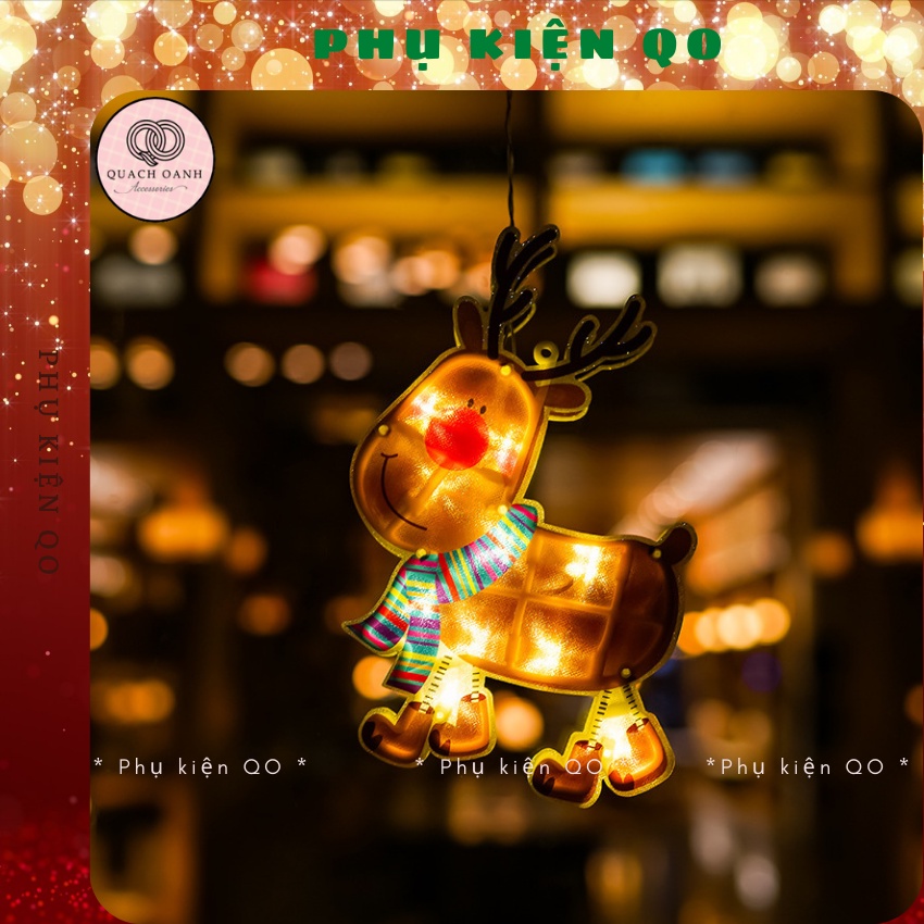 Đèn LED Nhiều Mẫu NOEL GIÁNG SINH Sử Dụng PIN Có Nút Hít Mặt Kính Trang Trí DECOR dịp LỄ TẾT - DEN01
