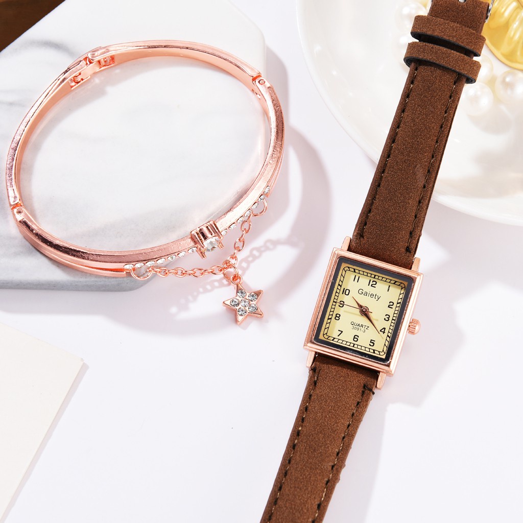 Đồng Hồ Đeo Tay Mặt Vuông Dây Mảnh Thiết Kế Đơn Giản Cho Nữ