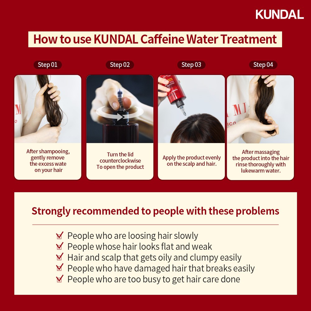 Nước Caffeine Kundal 300ml Cải Thiện Tình Trạng Da Đầu & Gàu Như Spa