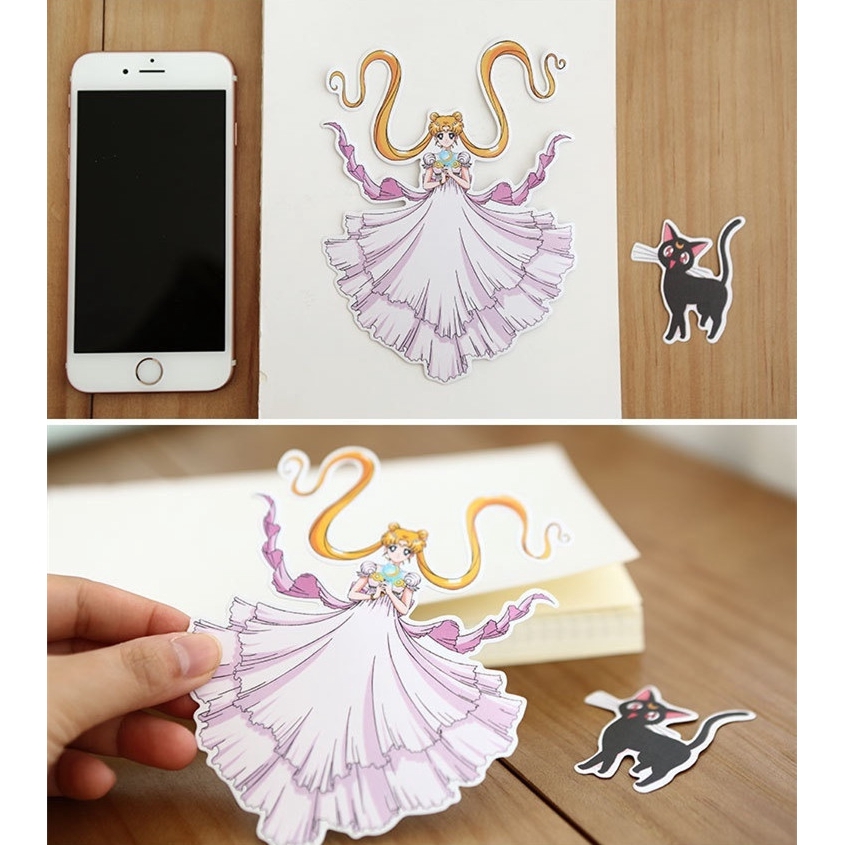 Bộ 10 stickers hình các nhân vật trong phim Thủy Thủ Mặt Trăng