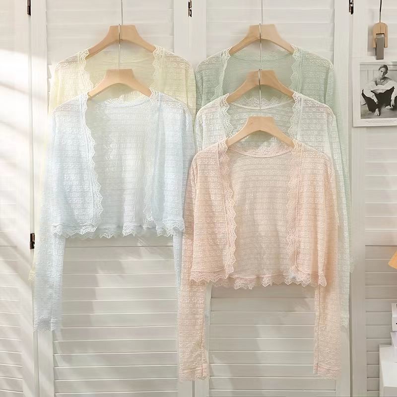 Áo Khoác Cardigan Ren Mỏng Dáng Ngắn Thời Trang Mùa Hè Dành Cho Nữ