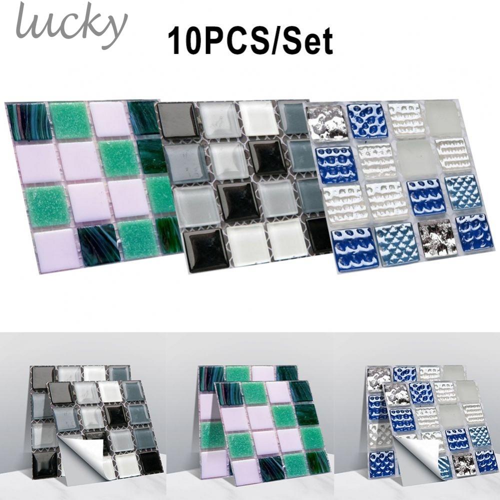 LUCKY~10pcs Mosaic Peel & Stick Brick Kitchen Backsplash Self-Adhesive Wall Tiles#Ready Stock