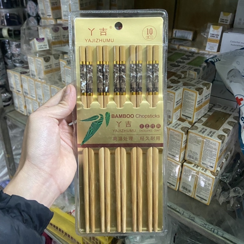 Bộ 10 đôi đũa tre chống mốc hàng xuất nhật cao cấp