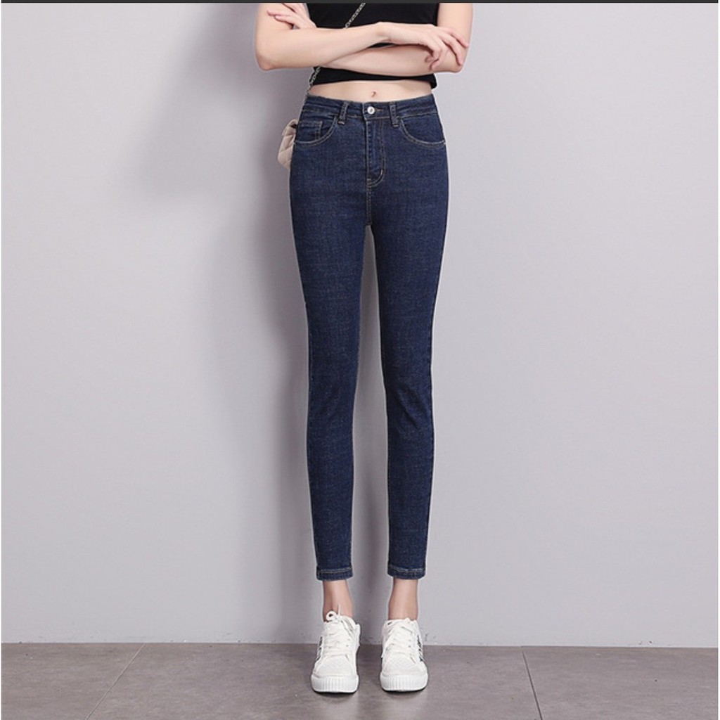 Quần jean nữ lưng cao màu xanh tiêu co giãn siêu tôn giáng ( CÓ BIG SIZE ) 003-sp62