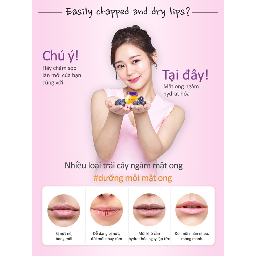 [TẶNG 88K]Son Dưỡng Môi Chiết Xuất Việt Quất Frudia Blueberry Hydrating Honey Lip Balm 10g