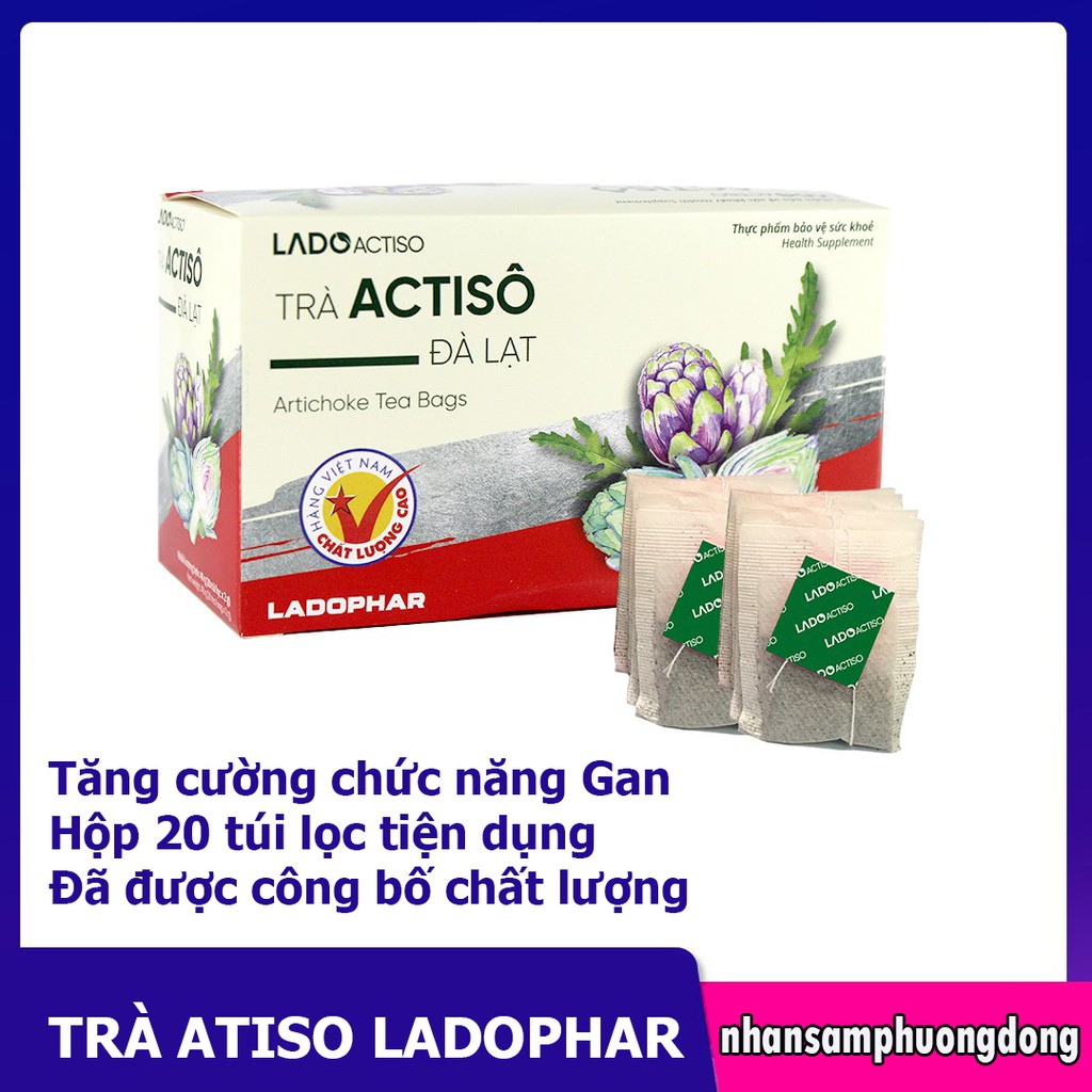 [DATE MỚI-TIỆN DỤNG] Trà Atiso Ladophar hộp 20 túi lọc Trà Actiso Đà Lạt, món quà sức khỏe từ thiên nhiên