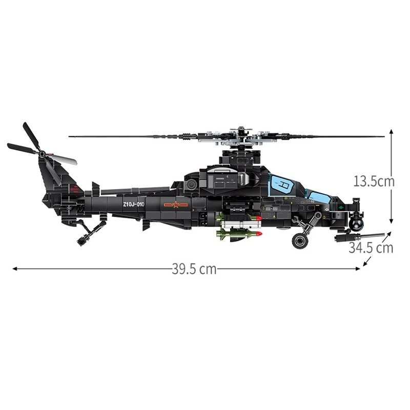 Đồ chơi Lắp ráp Mô hình SEMBO 202119 Military Gunship Armed Helicopter 3D Modle Bricks Fighter Tt 704PCS máy bay