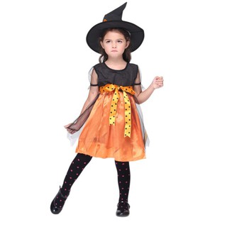 Bộ Đầm Hóa Trang Phù Thủy Đáng Yêu Cho Bé Dịp Halloween