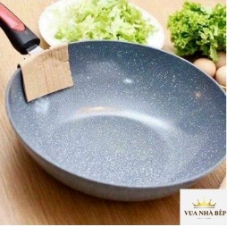 Chảo Vân Đá chống dính Sâu Lòng Cán đỏ 32cm Dùng Trên Mọi Loại Bếp