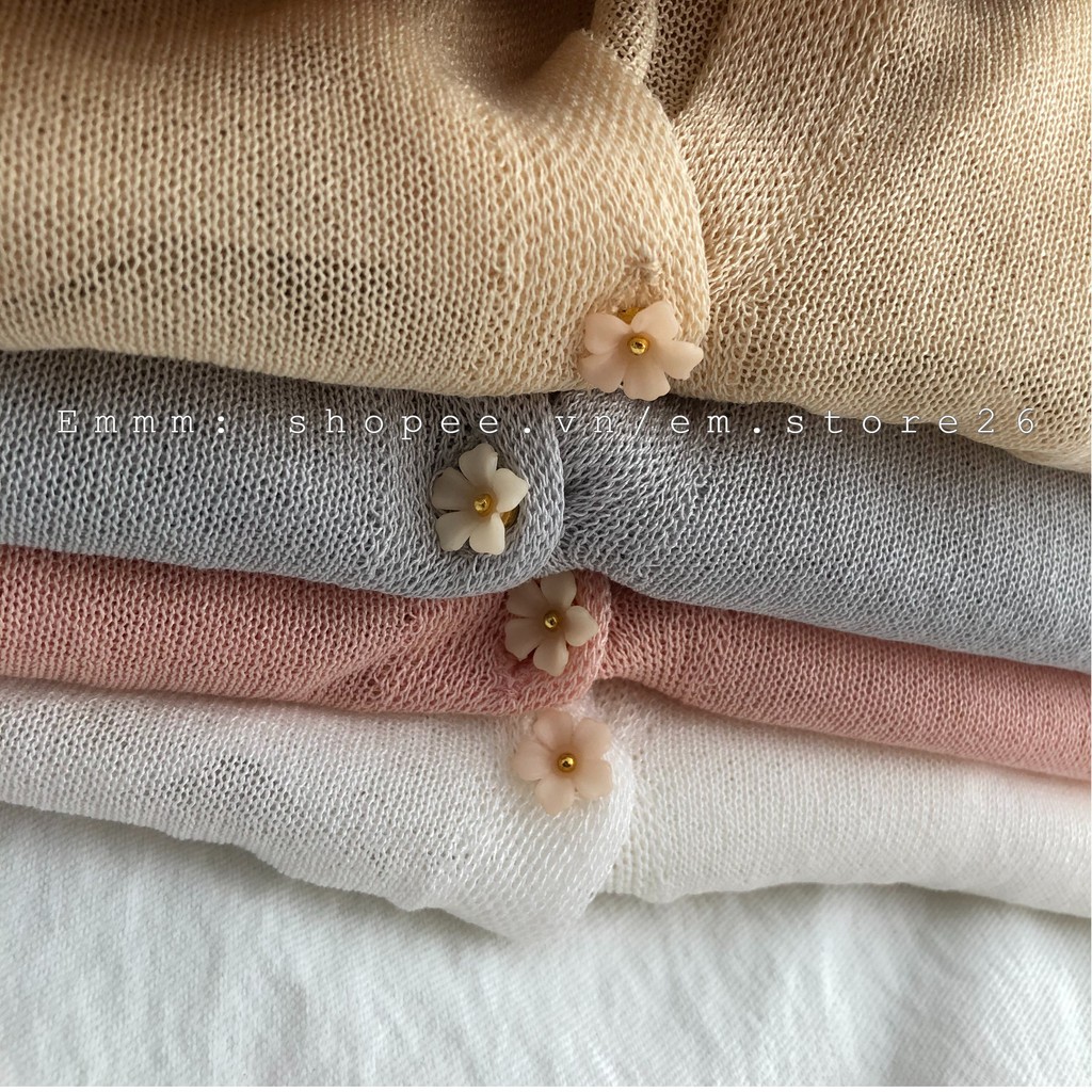 Áo cardigan len mỏng nút hoa hàng Quảng Châu Freesize | BigBuy360 - bigbuy360.vn