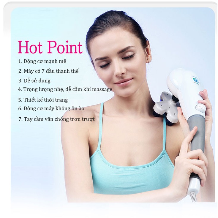 BH 12 tháng Máy massage cầm tay 7 đầu HỒNG NGOẠI Nhật Bản Magic King Massager