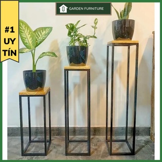 Kệ sắt mặt gỗ, set kệ sắt chân cao kê chậu cây decor nhà đẹp, hiện đại, đơn giản,trang trí trong nhà sang trọng