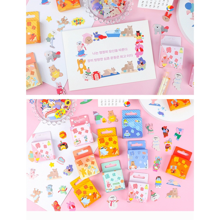 Set 40 miếng dán trang trí hình các con vật hoạt hình đáng yêu